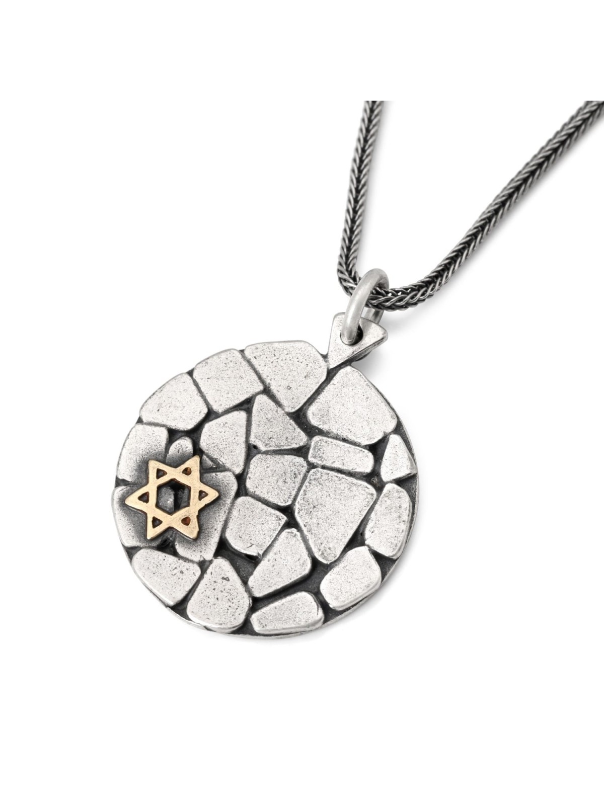 חומת ירושלים: שרשרת תליון דיסק מגן דוד מכסף וזהב
